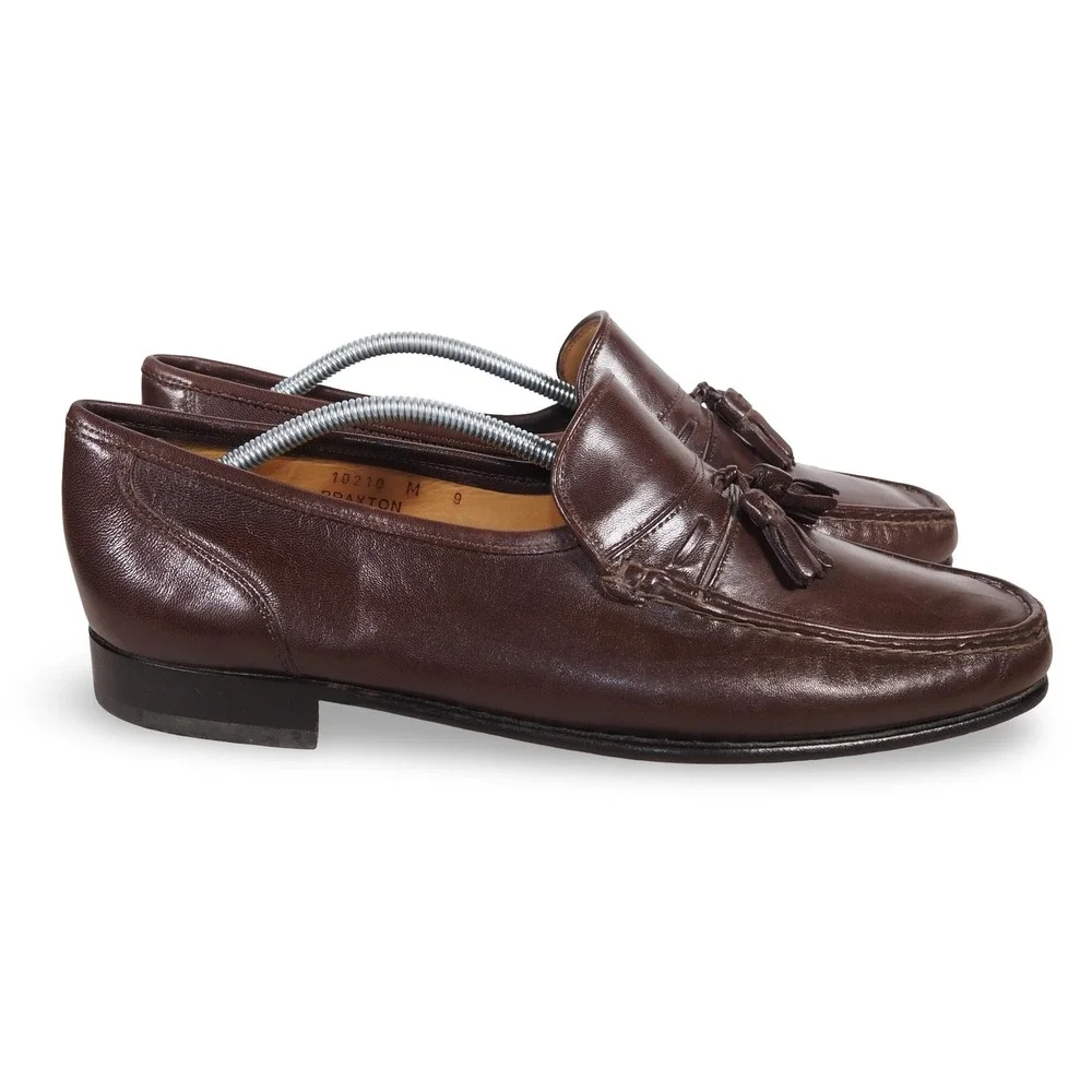 Bruno Magli Braxton Italian Leather Tassel Loafers Mens 9M Dark Brown 10210